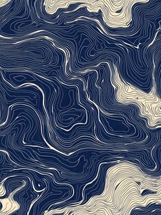 蓝白流动线条抽象纹理图案