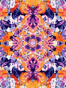 多彩花卉对称图案设计