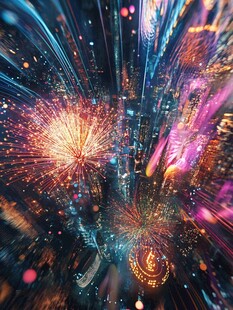 绚丽梦幻烟花绽放瞬间