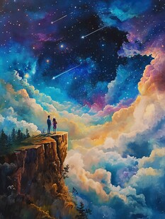 情侣崖边赏梦幻星空