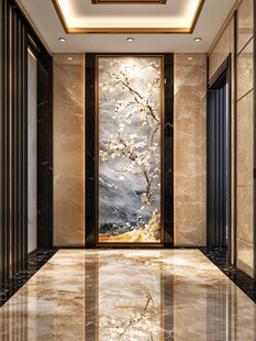 豪华电梯厅中式艺术壁画