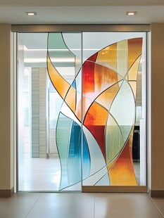 彩色艺术玻璃推拉门