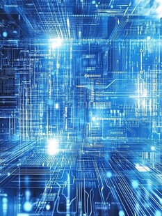 科技感蓝色电路背景图