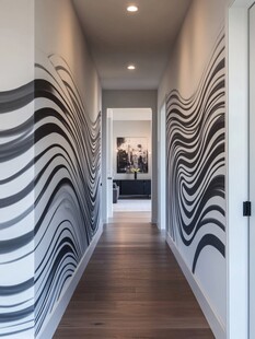 黑白波浪风的时尚走廊