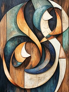 抽象几何木质艺术装饰图案