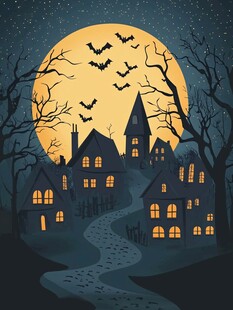 月夜下的神秘万圣小镇
