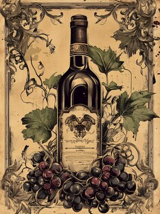 复古风葡萄酒插画