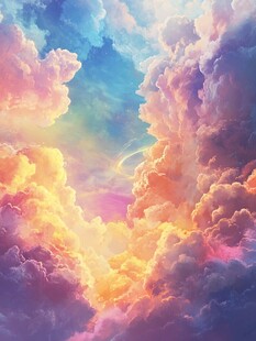 梦幻绚丽的多彩云海景观