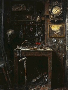 神秘复古的古董工作室角落