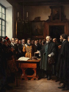 古典室内众人集会场景