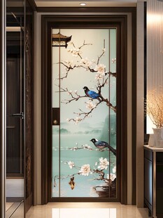 中式花鸟入户门装饰画