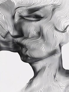 抽象线条构成的人脸轮廓