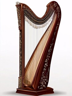 精致雕花竖琴