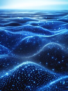 蓝色科技感粒子波浪景观