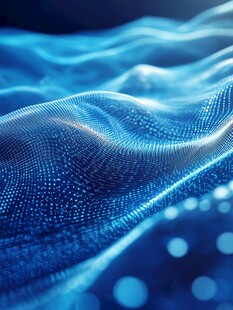 蓝色粒子波浪科技背景图