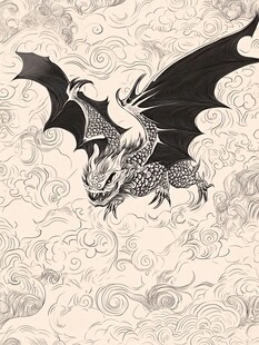 云中飞龙古风图案设计