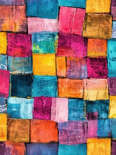 多彩拼贴风方块纹理图案