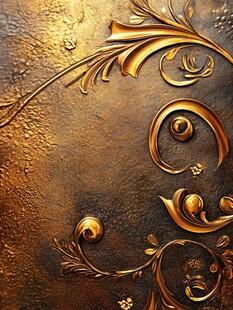 金色浮雕花纹金属艺术背景