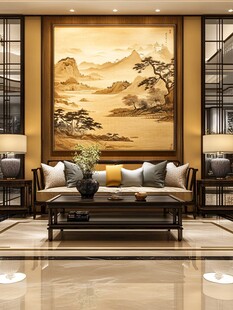 中式客厅山水挂画装饰