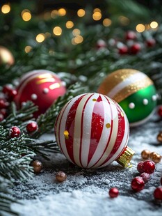 圣诞装饰球装点节日氛围