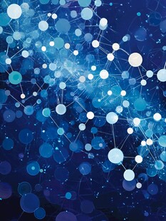 蓝色科技感分子网络背景图