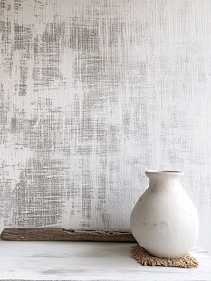 简约白花瓶搭配纹理墙面