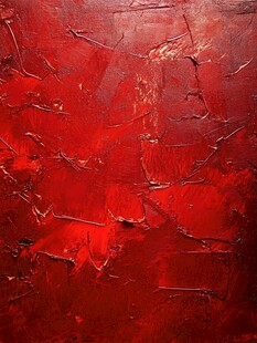 红色立体纹理抽象油画