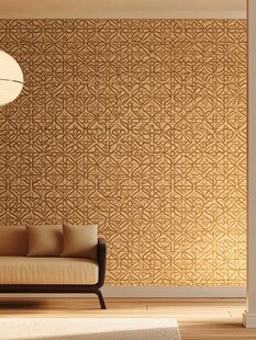 金色几何图案墙纸室内景