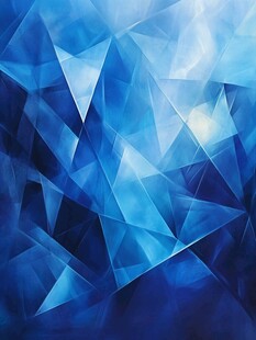 蓝色几何多边形抽象背景图