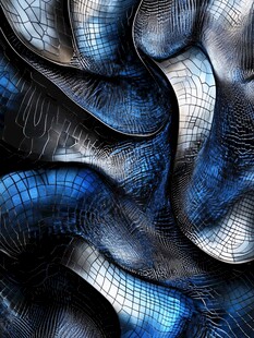 蓝黑金属质感扭曲纹理图案