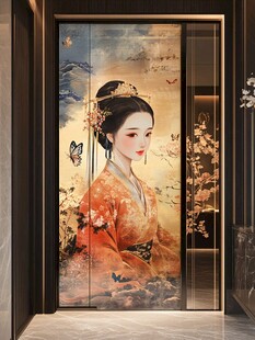 古风美人中式玄关装饰画