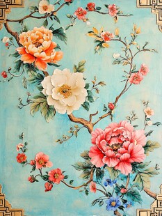 中式花鸟壁纸图案设计