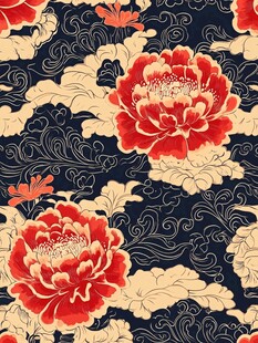 中式牡丹花纹样传统图案