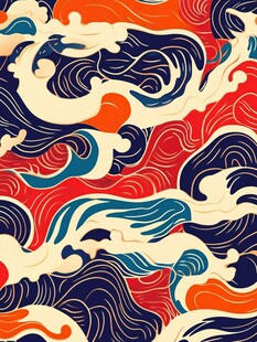 海浪图案设计 色彩丰富