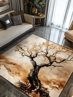 中式枯树图案客厅地毯