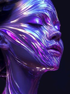 未来感金属质感面部艺术