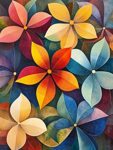 多彩抽象花卉艺术图案
