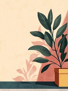 墙角绿植盆栽插画