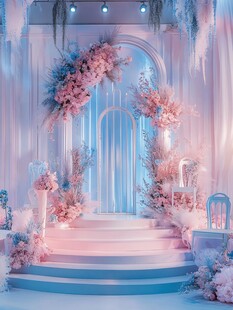 梦幻粉色系婚礼场景布置
