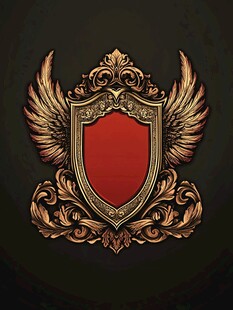 金色带翼盾牌徽章图案