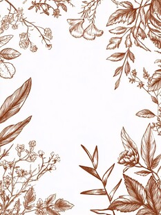复古植物花卉边框插画