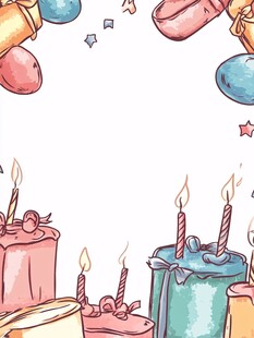 生日蛋糕与礼物装饰插画