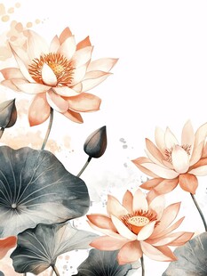 水墨风荷花优雅绽放