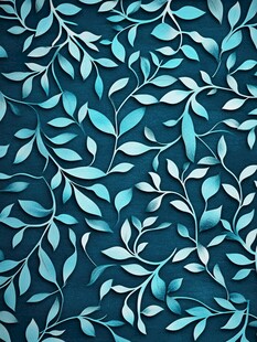 蓝绿叶片无缝装饰图案