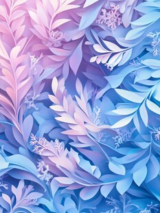 梦幻蓝紫系叶状花纹背景