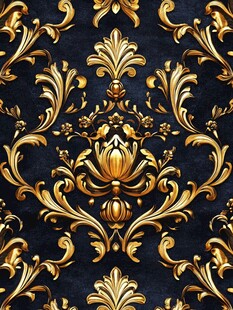 黑金巴洛克风奢华花纹图案