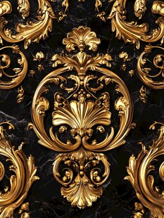 奢华黑金巴洛克花纹图案
