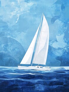 海上白帆远航