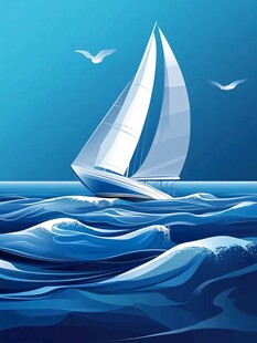海上白帆 逐浪与飞鸟相伴