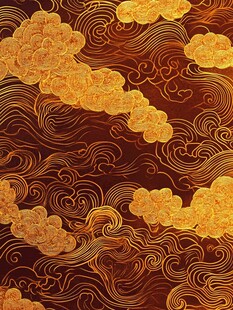 金色云纹中式传统图案